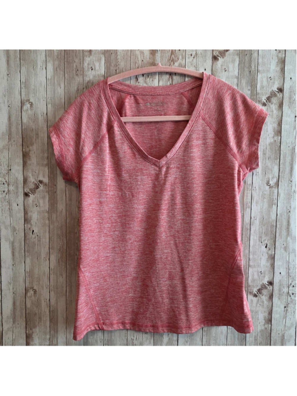 Women's Ideology Short Sleeve V-Neck Tee, Size S, Red/White